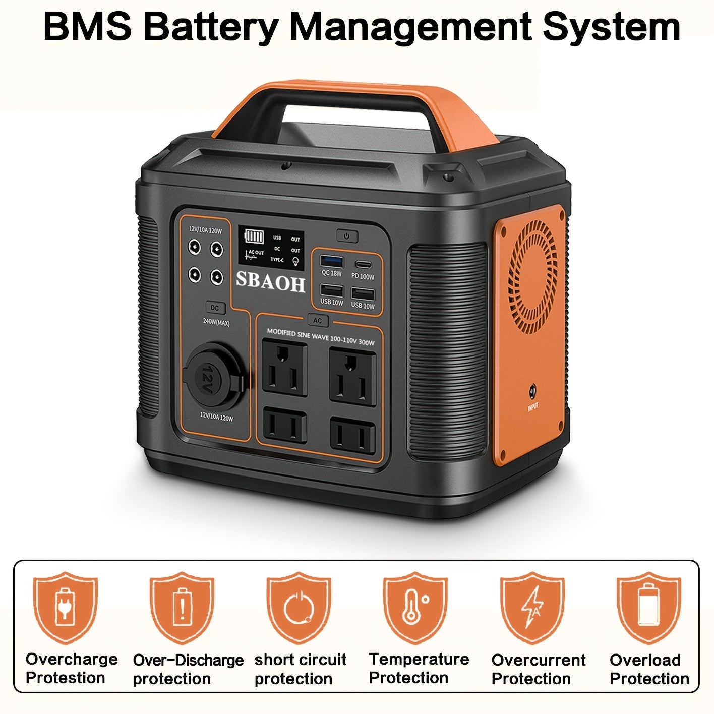 300W Portable Power Station 296Wh 80000mAh Solar Powered Generator