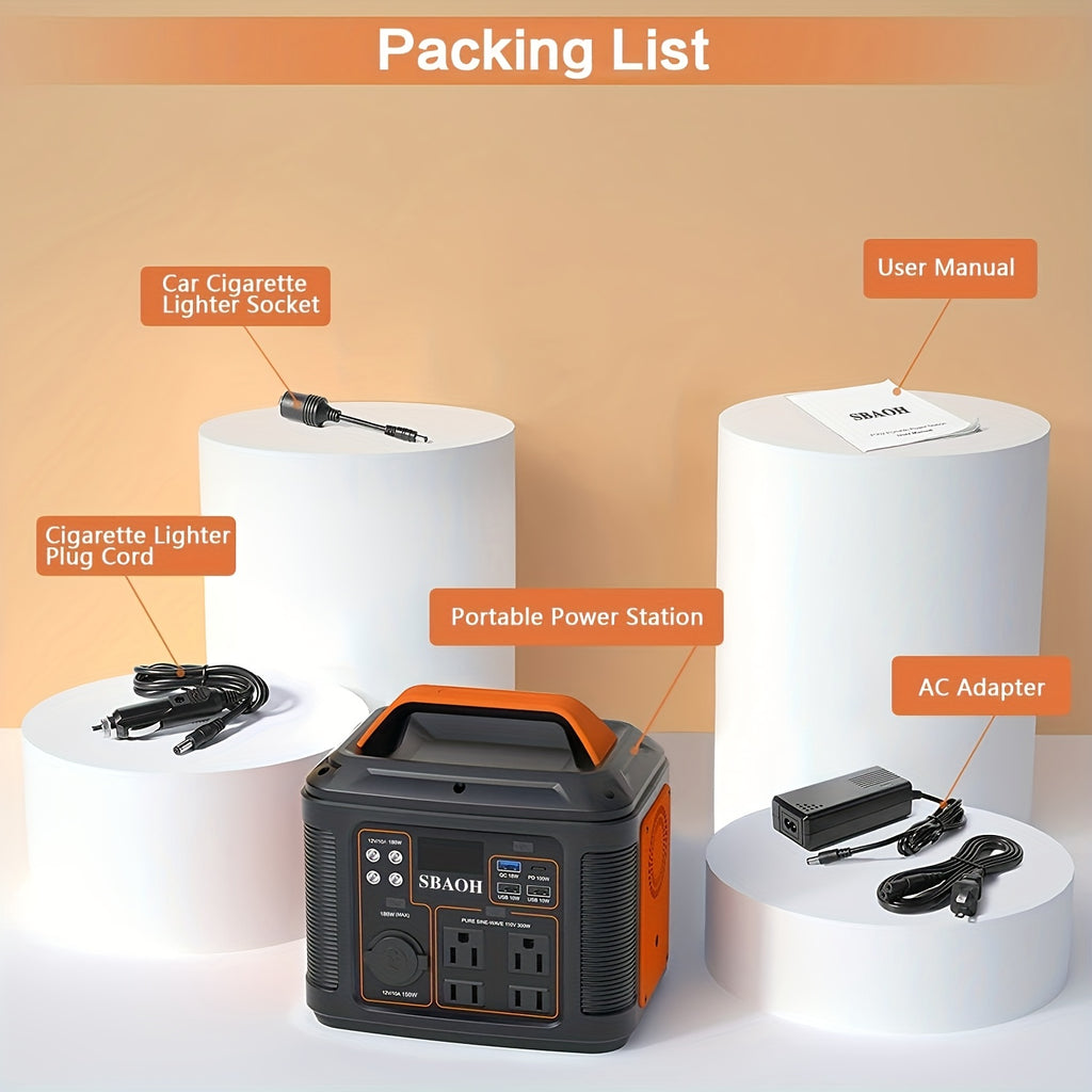 300W Portable Power Station 296Wh 80000mAh Solar Powered Generator